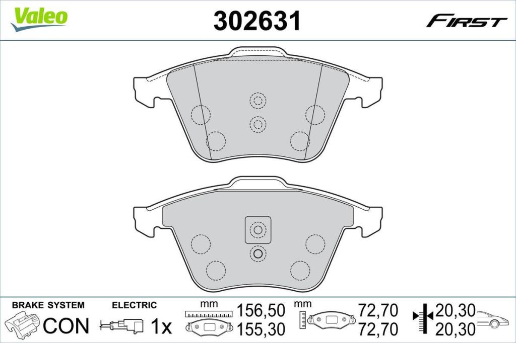 Jeu de 4 plaquettes de frein VALEO ref. 302631
